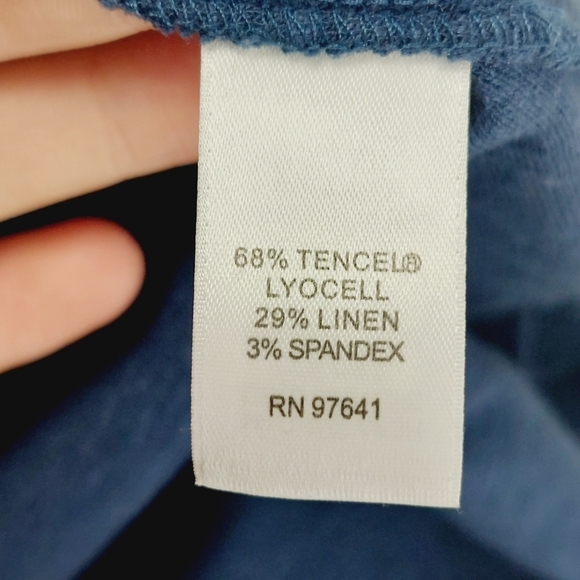 Pure J. Jill Blue Linen Blend Asymmetric Short Sleeve Lagenlook Midi Dress P6148 - Picture 6 of 7